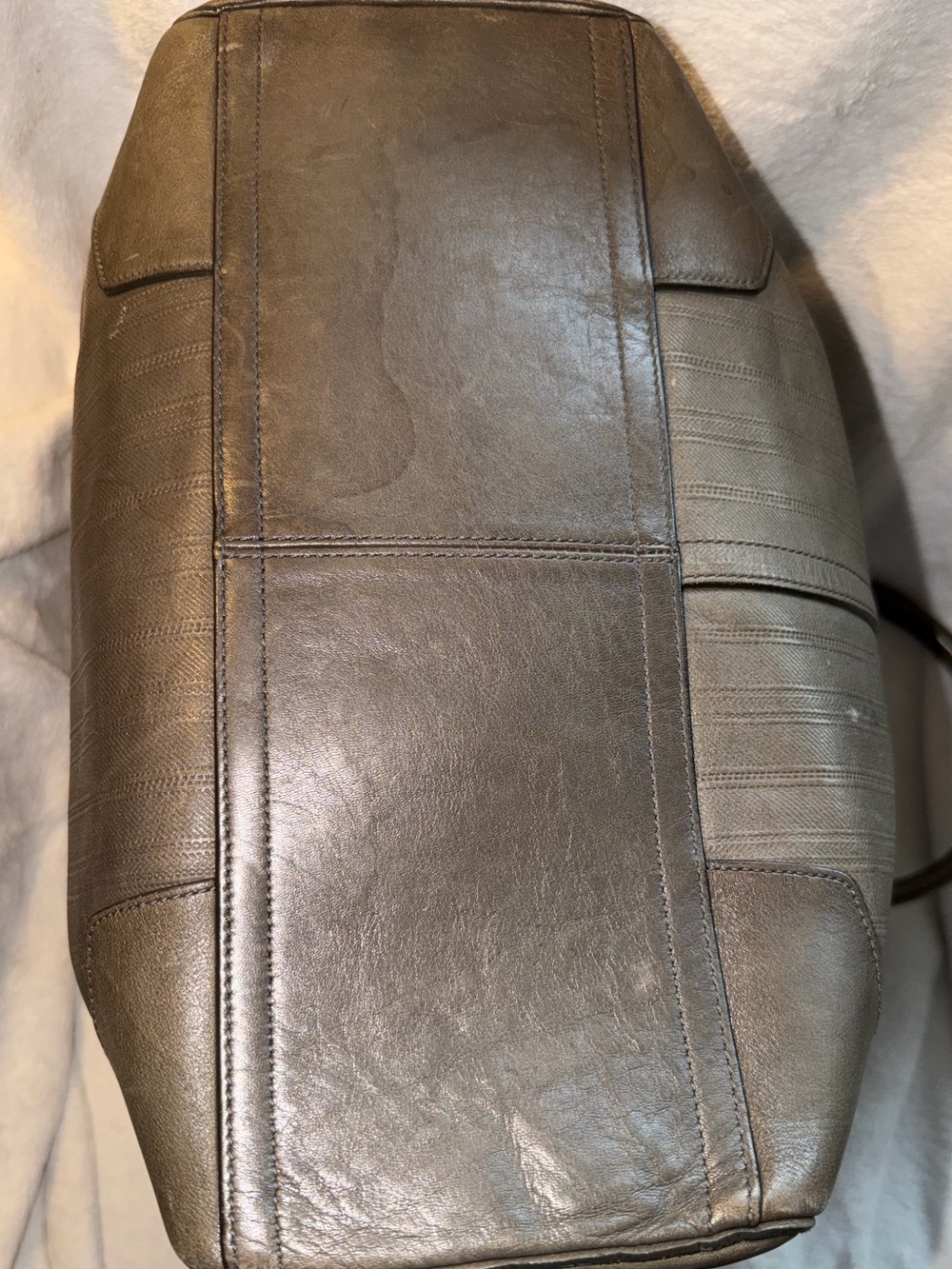Coach 70th Anniversary Harrison Striped Leather Convertible Tote Bag Grey - Picture 7 of 15